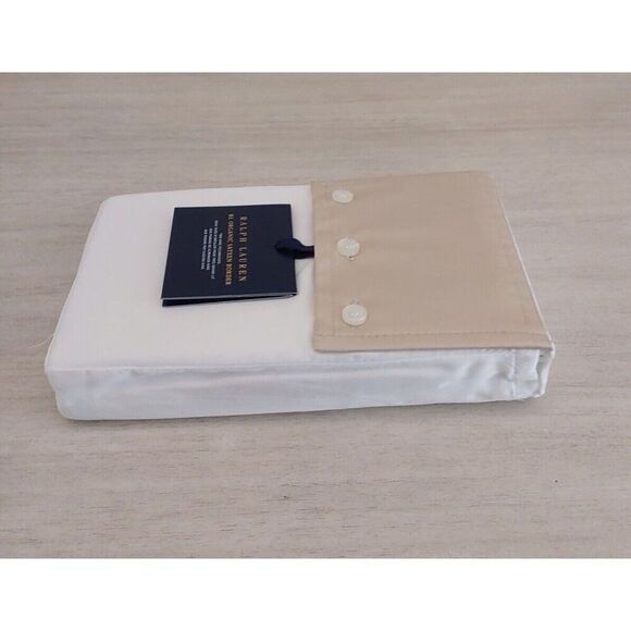 Ralph Lauren Organic Sateen Border 100% Cotton Two King Pillowcases COASTAL SAND - Picture 10 of 13